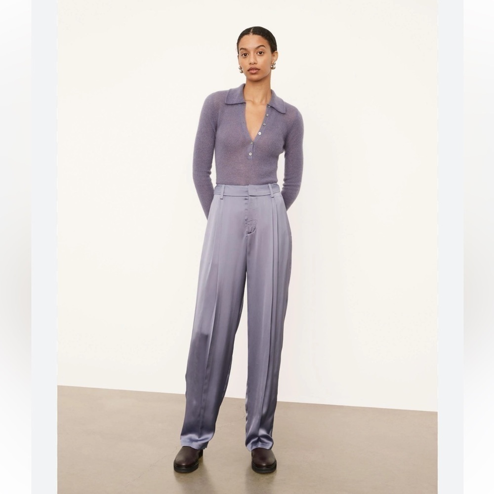 NWT Vince pleat front satin trousers 💜 Size 10 - Picture 5 of 12
